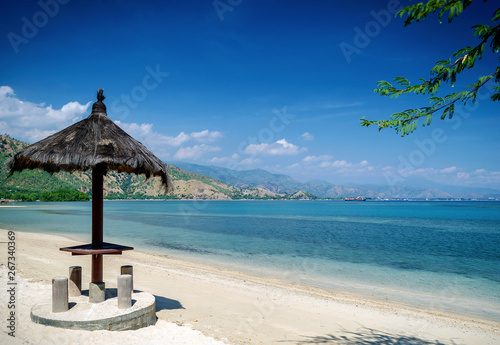areia branca tropical beach view near dili in east timor photo