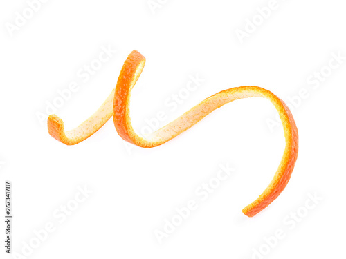Orange peel isolated on white background. Vitamin C. Beauty health skin concept.