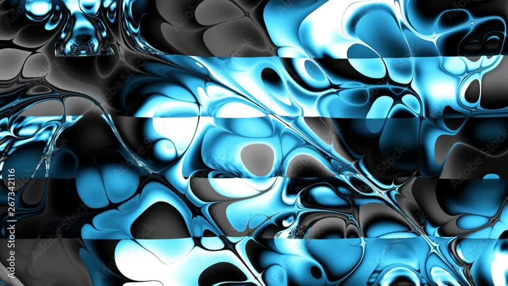 Moving random wavy texture. Psychedelic animated background. Transform abstract curved shapes. Looping footage.