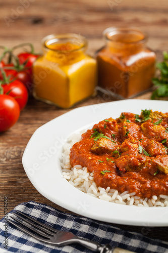 Traditional Indian and Pakistani cuisine. Tikka masala.