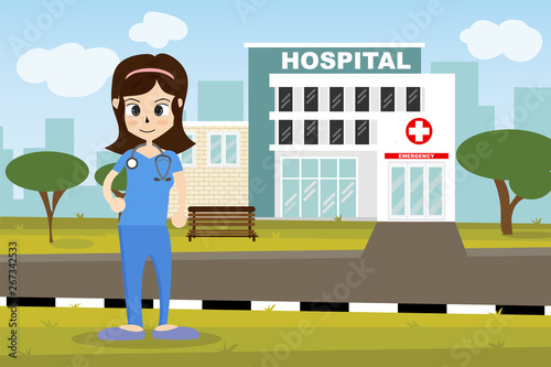 The  professional medical team for health life concept with cartoon, anime and background  - vector illustration Eps 10.