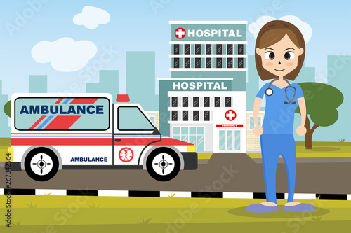 The  professional medical team for health life concept with cartoon, anime and background  - vector illustration Eps 10.