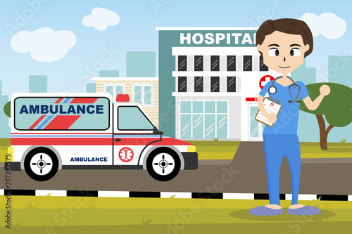 The  professional medical team for health life concept with cartoon, anime and background  - vector illustration Eps 10.