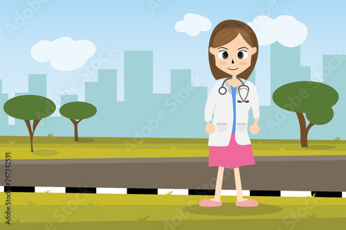 The  professional medical team for health life concept with cartoon, anime and background  - vector illustration Eps 10.