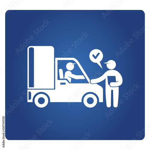 truck delivery and staff, checkpoint checker