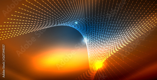 Color neon lights with waves abstract background