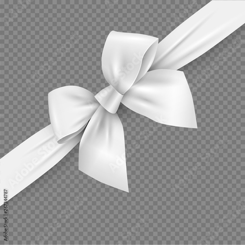 White realistic 3d bow and ribbon with clipping mask