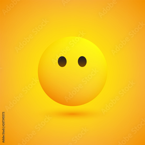 Mouthless Face - Emoticon in Front of a Yellow Background, Vector Design, Concept Illustration 
