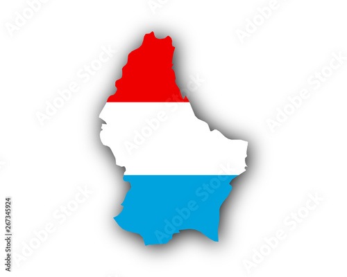 Karte und Fahne von Luxemburg