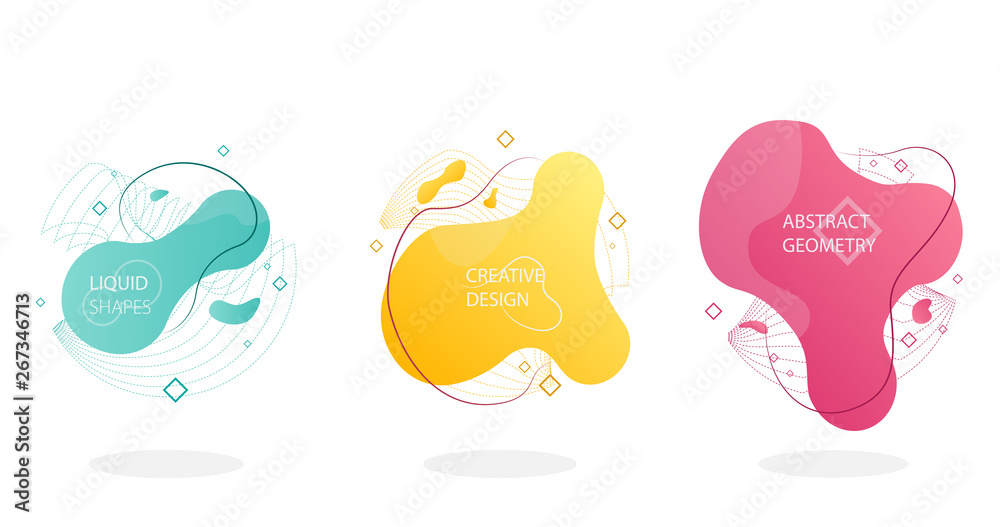 Geometric colorful abstract shapes set. Trendy minimal modern design isolated white background. Liquid form with various colors modern vector.Template for the design of a logo, flyer or presentation. Geometric colorful abstract shapes set. Trendy minimal modern design isolated white background. Liquid form with various colors modern vector.Template for the design of a logo, flyer or presentation.
