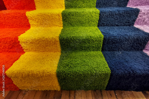 Rainbow flag peace colors fitted carpet stairway