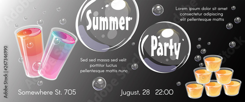 Summer party poster template. Invitation flyer with jello shots. photo