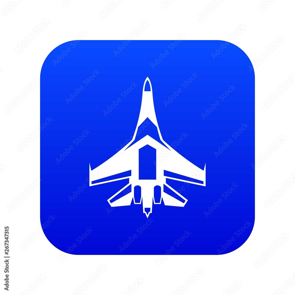 Jet fighter plane icon digital blue for any design isolated on white vector illustration Jet fighter plane icon digital blue for any design isolated on white vector illustration