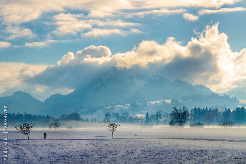 Naklejka premium Allgäu - Winter - Stadel - Kälte - Schnee