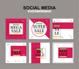 Six Slides modern Social Media banner Template. Promotional square web banner for social media. Banner template designs.