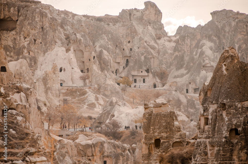 View of the unique volcanic landscape of Cappadocia