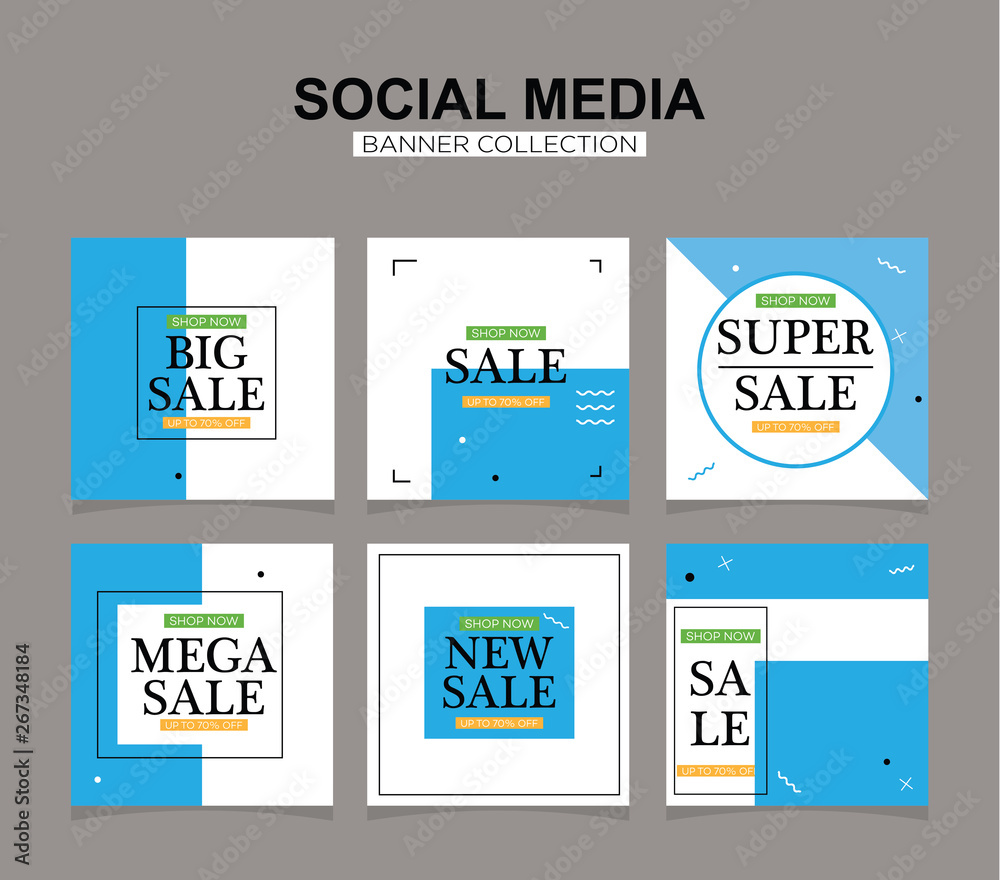 Fototapeta premium Six Slides modern Social Media banner Template. Promotional square web banner for social media. Banner template designs.