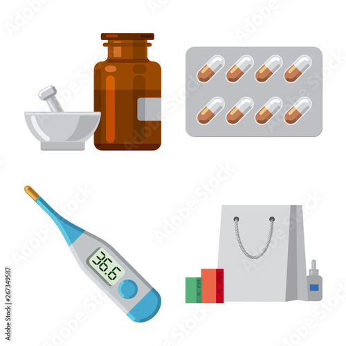 Vector illustration of pharmacy and hospital icon. Collection of pharmacy and business stock vector illustration.