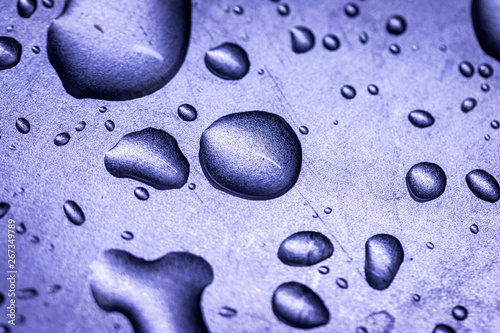 Drops on a metal surface: Close up picture
