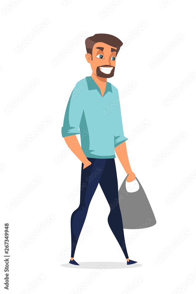 Young handsome man flat vector illustration