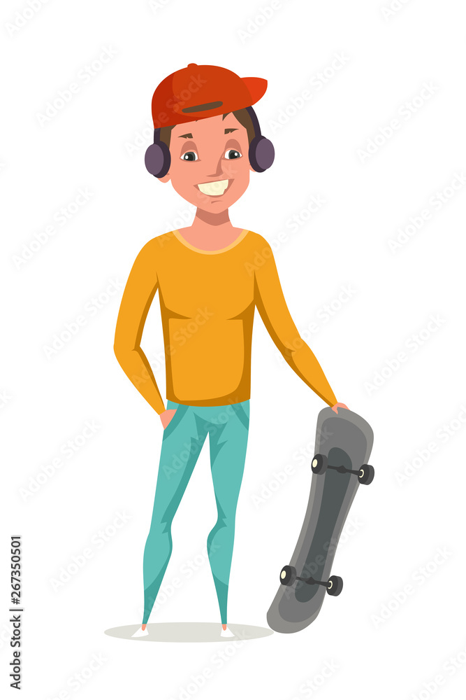 Skateboarder flat vector illustration Skateboarder flat vector illustration