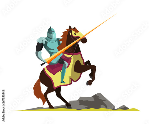 Knight attacking on horseback vector illustration