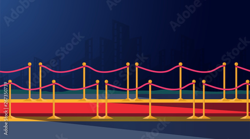 Red ceremonial carpet flat vector illustration
