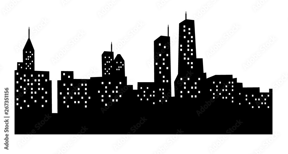 Fototapeta premium City silhouette with black and white background