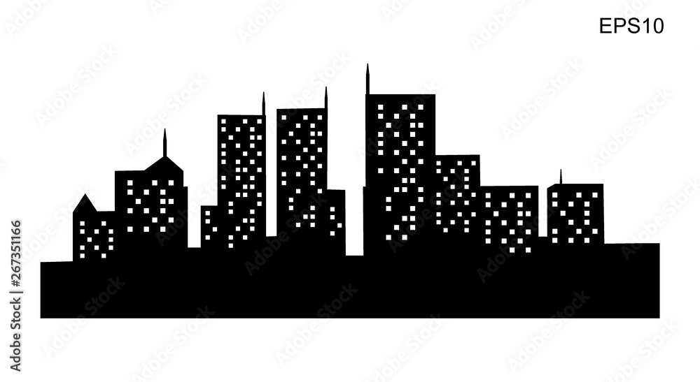 Obraz premium City silhouette with black and white background