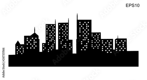 City silhouette with black and white background