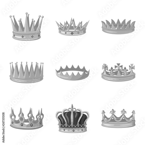 Vector design of jewel and vip symbol. Set of jewel and nobility stock vector illustration.