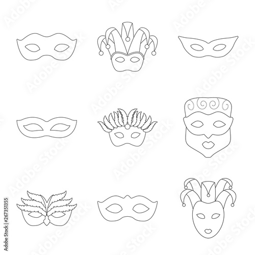 Isolated object of masquerade  and mystery sign. Set of masquerade  and festival vector icon for stock.