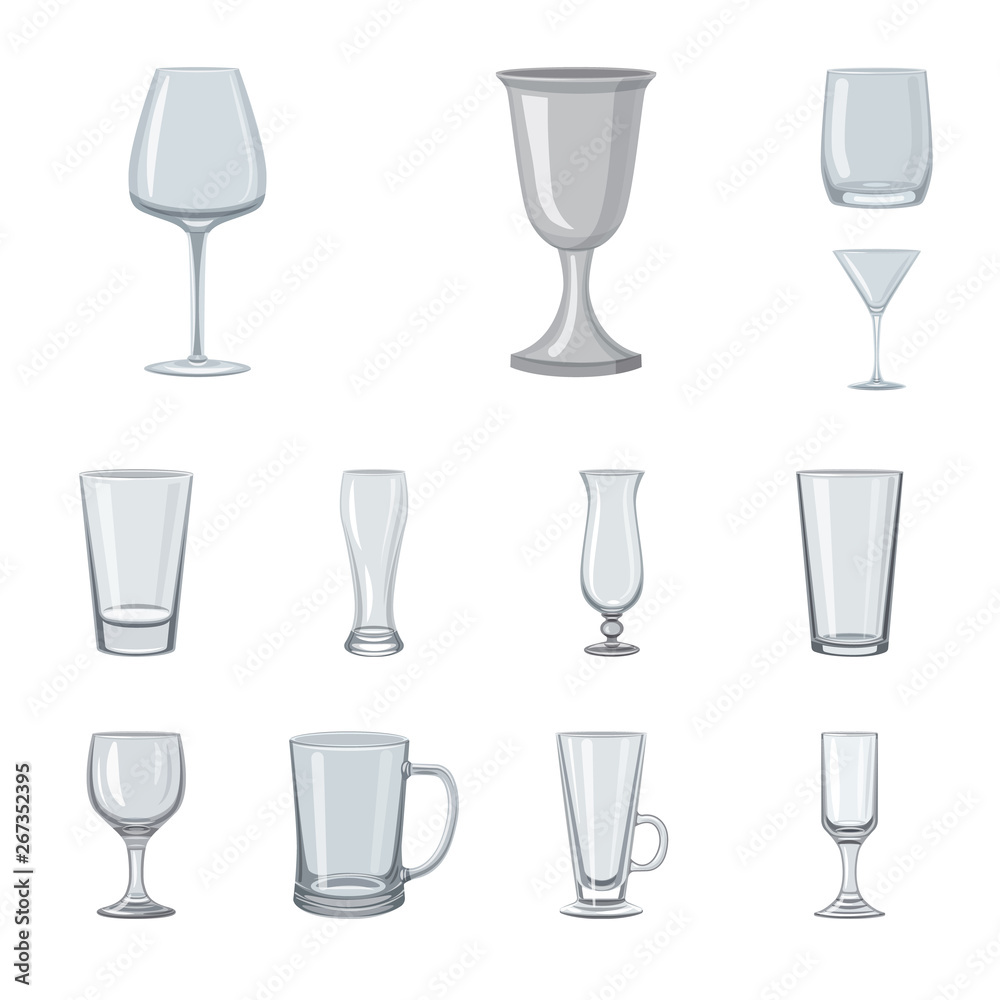 Isolated object of dishes and container logo. Set of dishes and glassware vector icon for stock.