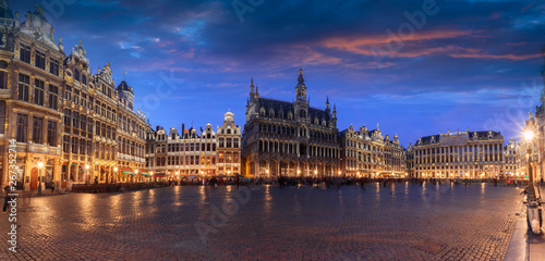 Grand Place in Brussels at night, Belgium