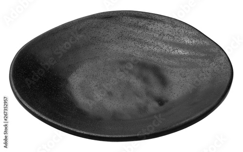 black plate isolated on white background with clipping path
