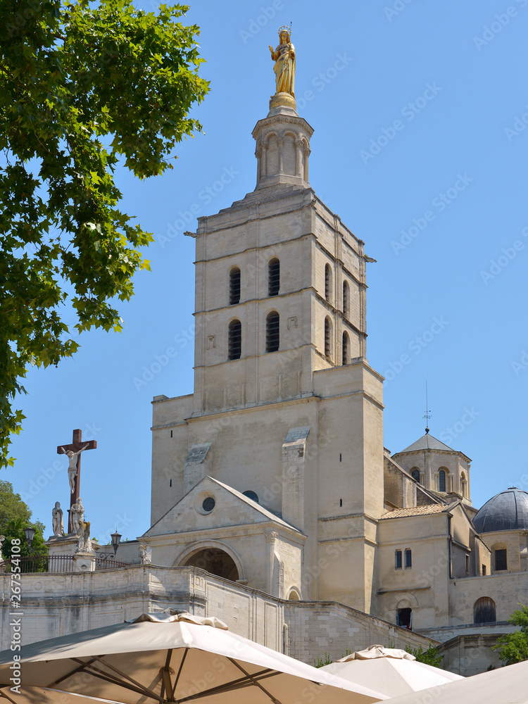 Cathedral Notre Dame des Doms at Avignon, a commune in south-eastern France in the department of Vaucluse on the left bank of the Rhône river, famous by his bridge Cathedral Notre Dame des Doms at Avignon, a commune in south-eastern France in the department of Vaucluse on the left bank of the Rhône river, famous by his bridge