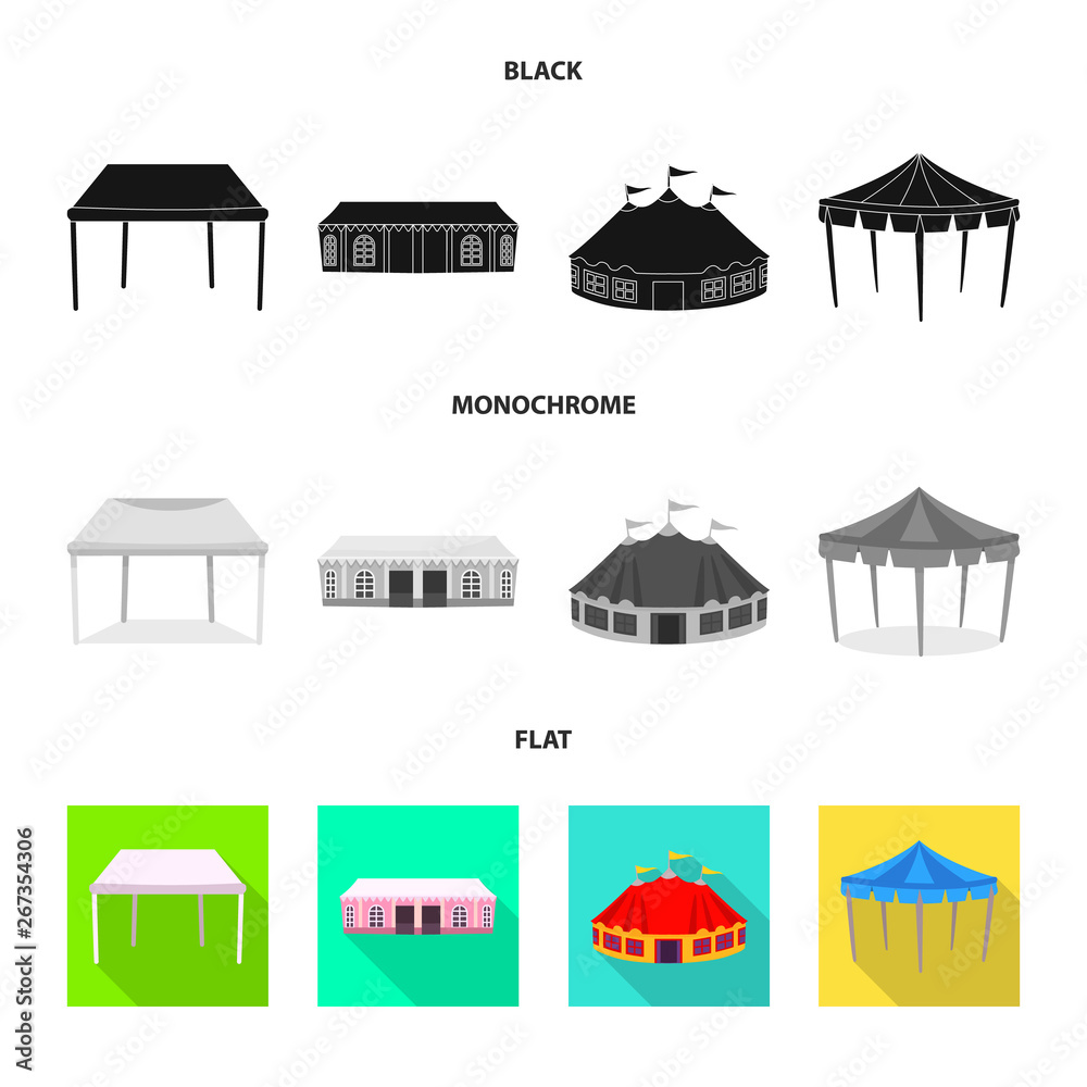 Isolated object of roof and folding icon. Collection of roof and architecture vector icon for stock.