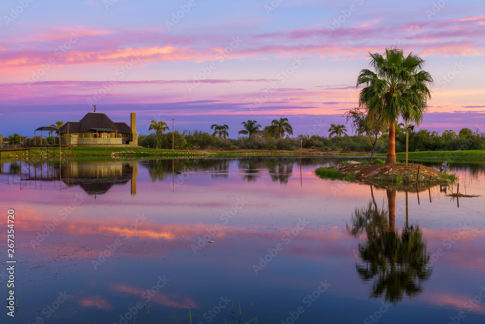 Fototapeta premium Sunrise above Lapa Lange Game Lodge near Mariental in Namibia