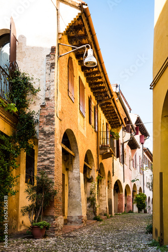 colorful houses in narrow colorful street called Vicolo Dotti, Treviso, Italy 2 photo