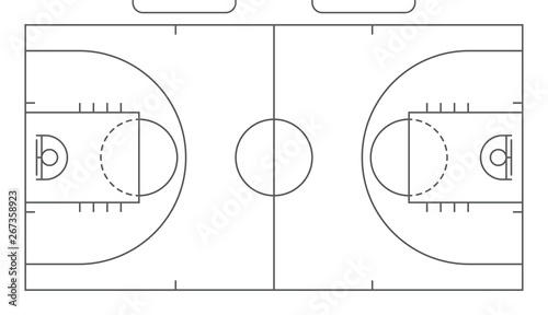 Basketball court with wooden floor. View from above and perspective, isometric view. © ady sanjaya
