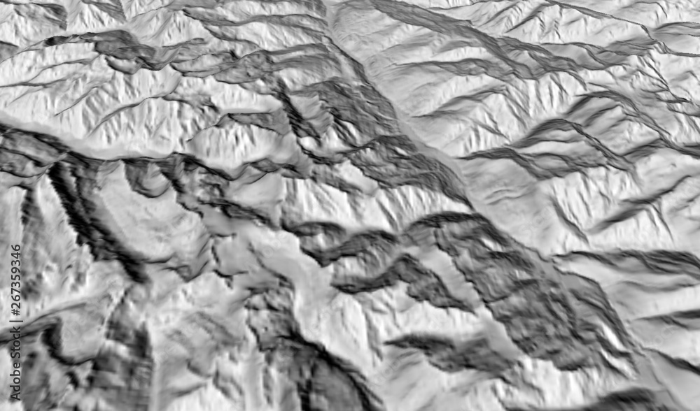 Fototapeta Urban Jungle Digital terrain model in perspective 3D view