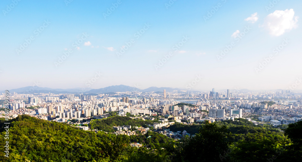 Panoramic view of Seoul from the Asan Mountain, South Korea