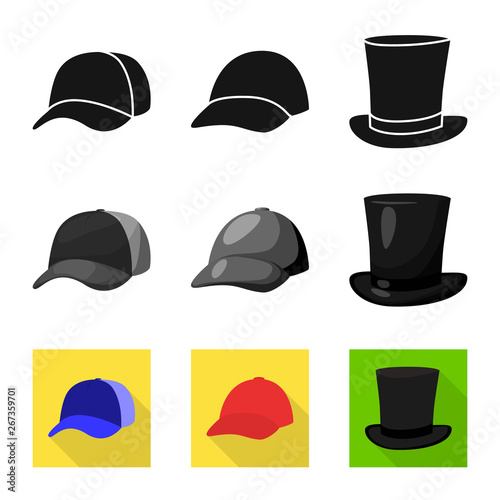Vector illustration of clothing and cap sign. Collection of clothing and beret stock vector illustration.