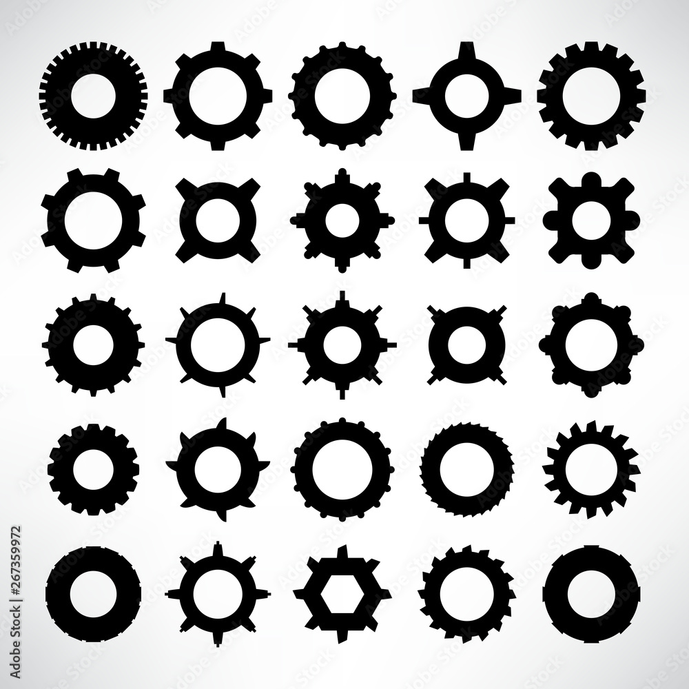 gear and cog icons set gear and cog icons set