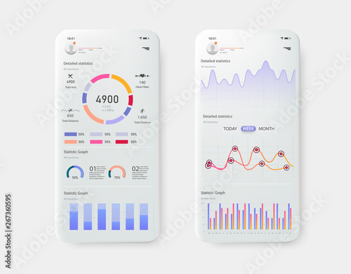 Modern mobile infographic vector template with statistics graphs and finance charts. Great design for any purposes. Growth graph trade. Financial diagram. Simple infographic design layout. Vector