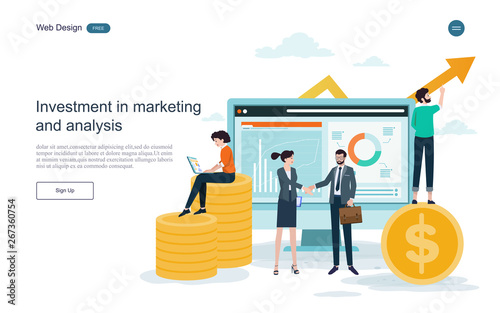 Business concept of investment.Business productivity return on investment, marketing and analysis,Business cooperation.Vector illustration.