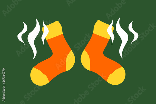Smelly socks - unpleasant odor / odour from foot and footwear. Vector illustration