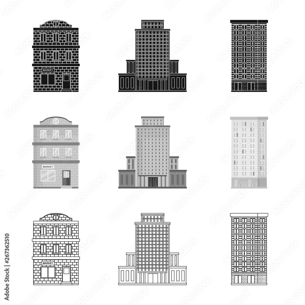 Vector design of municipal and center symbol. Collection of municipal and estate   vector icon for stock.