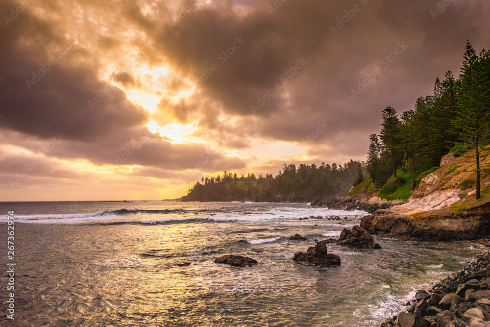 Golden Sunset over the ocean at Kingston, Norfolk Island
