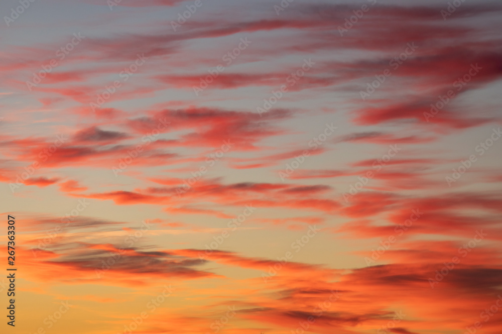 Beautiful vivid color sunset clouds after sunset